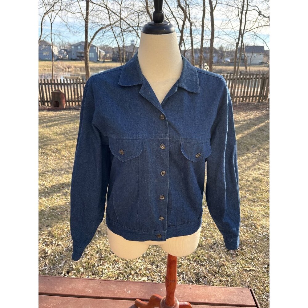 Vintage Country Blue Denim Jacket USA Made Workwear Flannel Lined Womens Medium